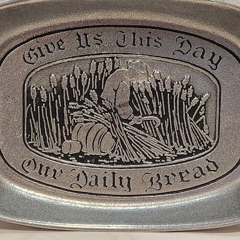 Vintage Wilton "Give Us This Day Our Daily Bread" Pewter Bread Plate/Tray